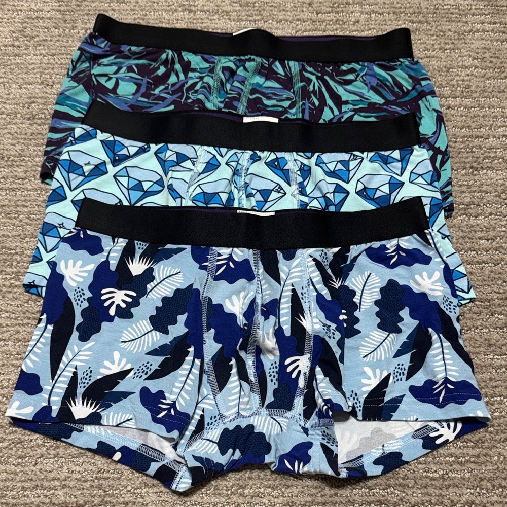 3 Pair MeUndies Men's Patterned Boxer Trunks